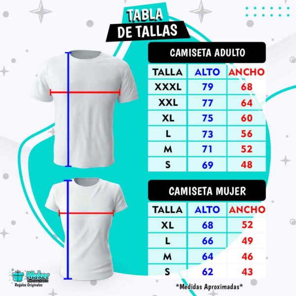 cuadro de tallas camisetas